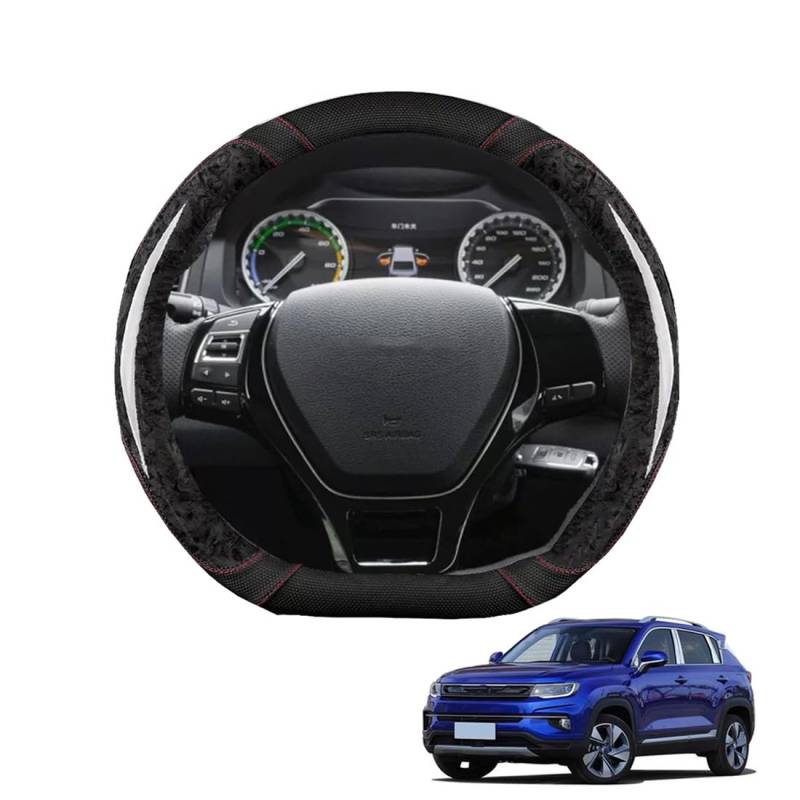 JCPQDWTD Auto Lenkradbezug D-Form für CS35 Plus 2018-2023 Pfirsichholz und Mikrofaser PU Leder Lenkradhülle Atmungsaktiv Anti-Rutsch Sommer Winter Auto Zubehör Interieur(Black) von JCPQDWTD