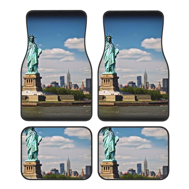 Freiheitsstatue in NYC bedruckte Autofußmatten Set von 4 - Universal Autozubehör Fahrzeuginnenraum Matten für Autos LKW SUV Komplettset von JCVOTREL