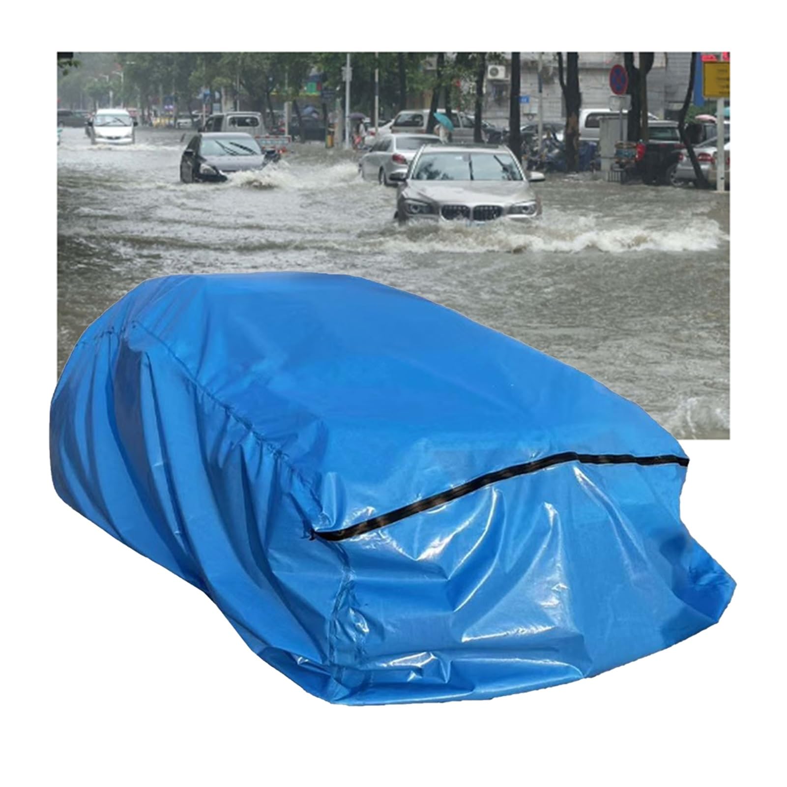 Autoabdeckung ﻿ Versiegelte Autovolle Außendeckel Für Staub Und Wasserbeständigkeit, Universaler Autoschild, Auto Regen Und Schnee Schutz Tasche Mit Reißverschluss(5.5x2.4x2.1m) von JCWGLY