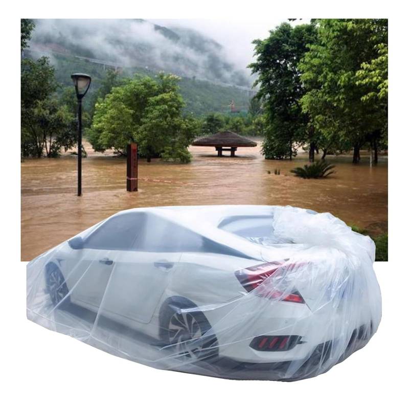 Komplette Autoabdeckungen Robuste PE-Autoabdeckung, Wasserdicht, Vollständig Versiegelt, Für Jedes Wetter, Hochwasserschutztasche Für Autos Bei Hagel, Regen Und Schnee, Einfach Zu Verwenden(3x5m/9.84x von JCWGLY
