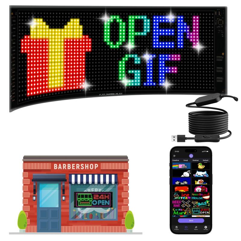 JDVOOTD Programmierbar LED Laufschrift Dislplay - 43 x16CM Flexible LED Anzeige Board - 5V/2A 5.0 Bluetooth APP Control LED Schild - Unterstützt Text/Uhr/Animation Display von JDVOOTD
