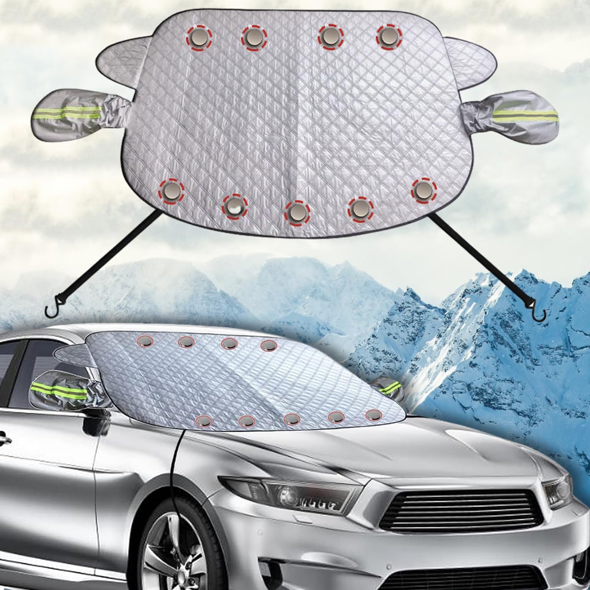 Sonnenschutz Auto Frontscheibe Magnet, Frontscheibenabdeckung Sommer, Windschutzscheibe Sonnenschutz, Car Window Sun Shade (165 * 126cm) von JDWBT