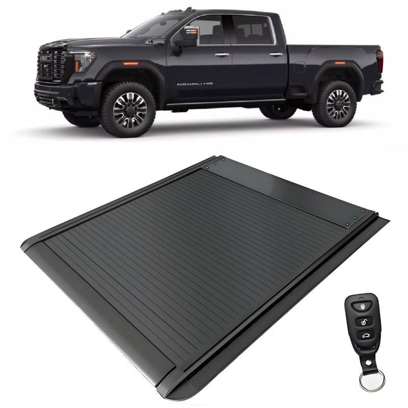 JEBNGX 5,8 Fuß einziehbare harte Ladeflächenabdeckung, kompatibel mit Chevy Silverado, kompatibel mit GMC Sierra 1500 2019–2025, neue Karosserieform, kurze Ladeflächenabdeckung mit Schloss, Pickup-Zub von JEBNGX