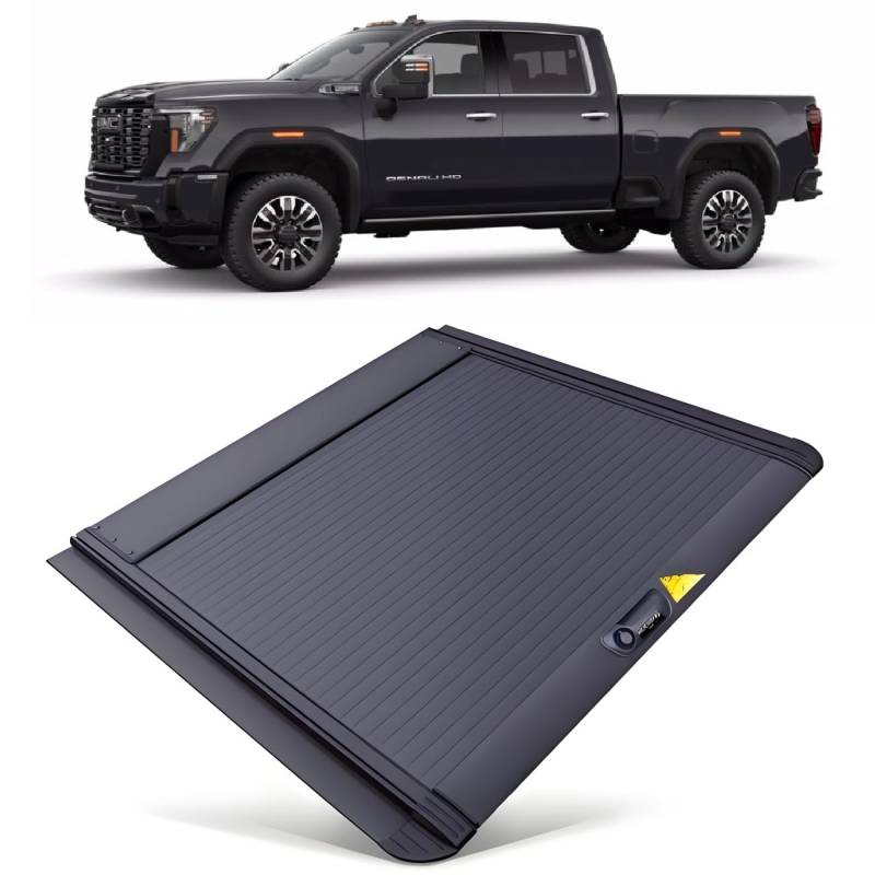 JEBNGX 5,8 Fuß einziehbare harte Ladeflächenabdeckung, kompatibel mit Chevy Silverado, kompatibel mit GMC Sierra 1500 2019–2025, neue Karosserieform, kurze Ladeflächenabdeckung mit Schloss, Pickup-Zub von JEBNGX