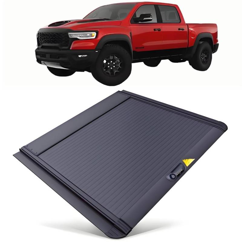 JEBNGX Einziehbare, Harte Ladeflächenabdeckung, kompatibel mit Dodge RAM 2500 2003–2024 2025, 5'7" (67,4"), Ladeflächenabdeckung mit Schloss, 5,7 Fuß, Pickup-Zubehör(Key Lock) von JEBNGX