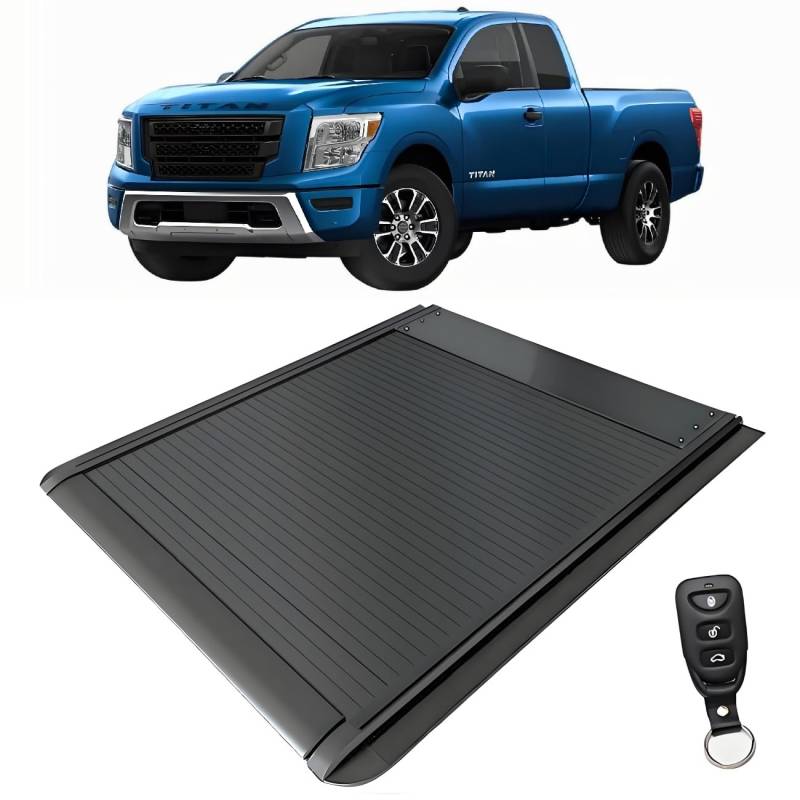JEBNGX Einziehbare, Harte Ladeflächenabdeckung, kompatibel mit Nissan Titan 2017 2018 2019 2020 2021 2022 2023 2024 2025, 5,7 Fuß (67 Zoll) Ladeflächenabdeckung mit Schloss, Pickup-Zubehör(Electric) von JEBNGX