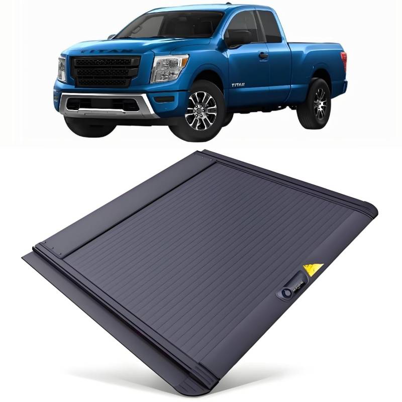 JEBNGX Einziehbare, Harte Ladeflächenabdeckung, kompatibel mit Nissan Titan 2017 2018 2019 2020 2021 2022 2023 2024 2025, 5,7 Fuß (67 Zoll) Ladeflächenabdeckung mit Schloss, Pickup-Zubehör(Key Lock) von JEBNGX