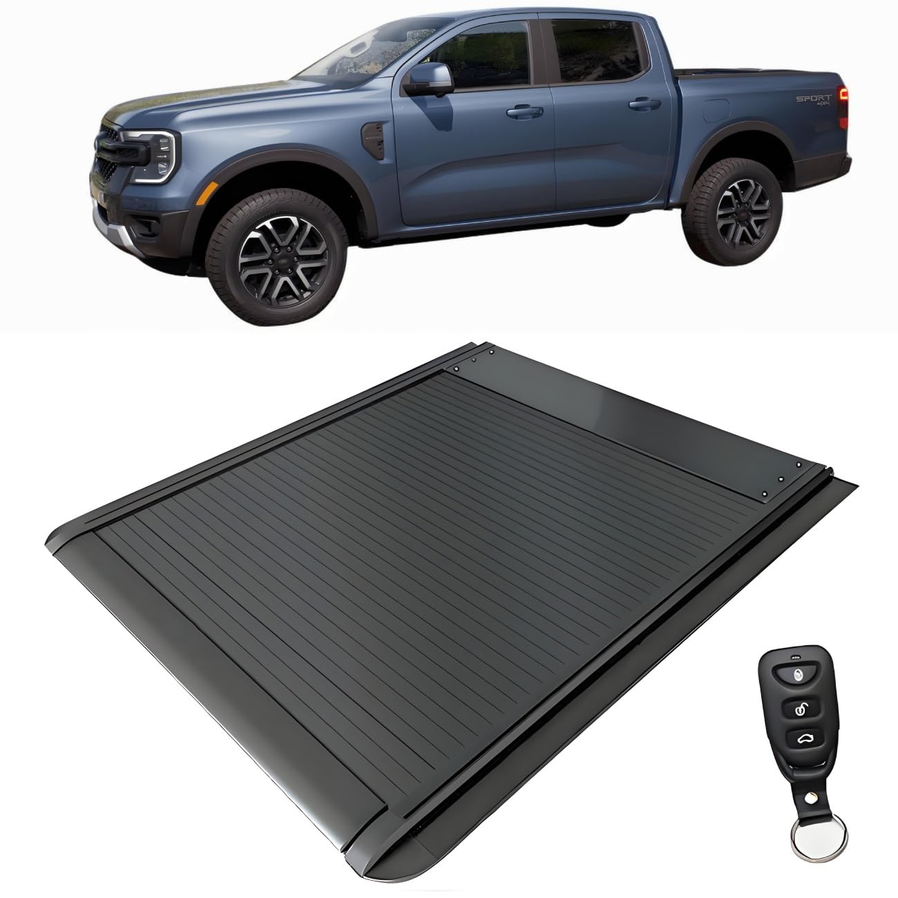 JEBNGX Einziehbare, Harte Ladeflächenabdeckung, kompatibel mit Toyota Ranger 2019 2020 2021 2022 2023 2024 2025, 5 Fuß (61 Zoll) Ladeflächenabdeckung mit Schloss, Pickup-Zubehör(Electric) von JEBNGX