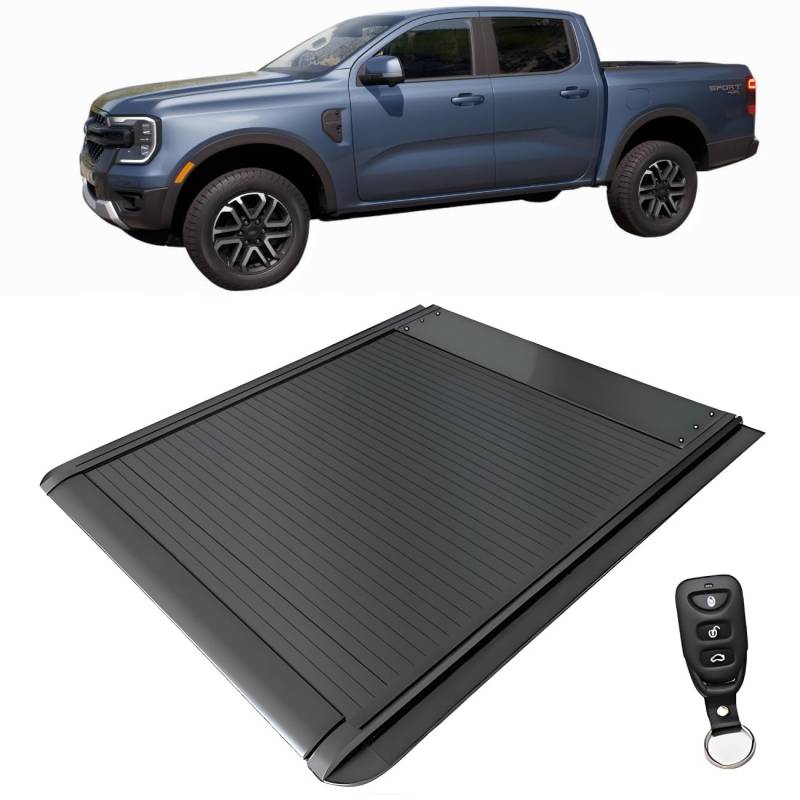 JEBNGX Einziehbare, Harte Ladeflächenabdeckung, kompatibel mit Toyota Ranger 2019 2020 2021 2022 2023 2024 2025, 5 Fuß (61 Zoll) Ladeflächenabdeckung mit Schloss, Pickup-Zubehör(Electric) von JEBNGX