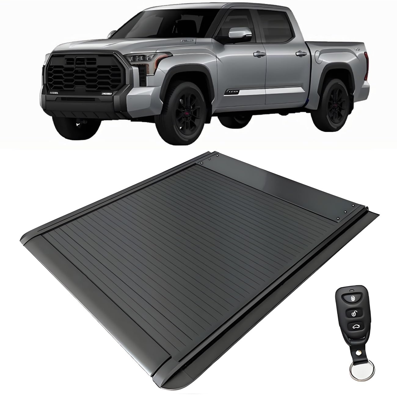 JEBNGX Einziehbare, Harte Ladeflächenabdeckung, kompatibel mit Toyota Tundra 2022 2023 2024 2025, 5,5 Fuß (66,7 Zoll), Kurze Ladeflächenabdeckung mit Schloss, Pickup-Zubehör(Electric Version) von JEBNGX