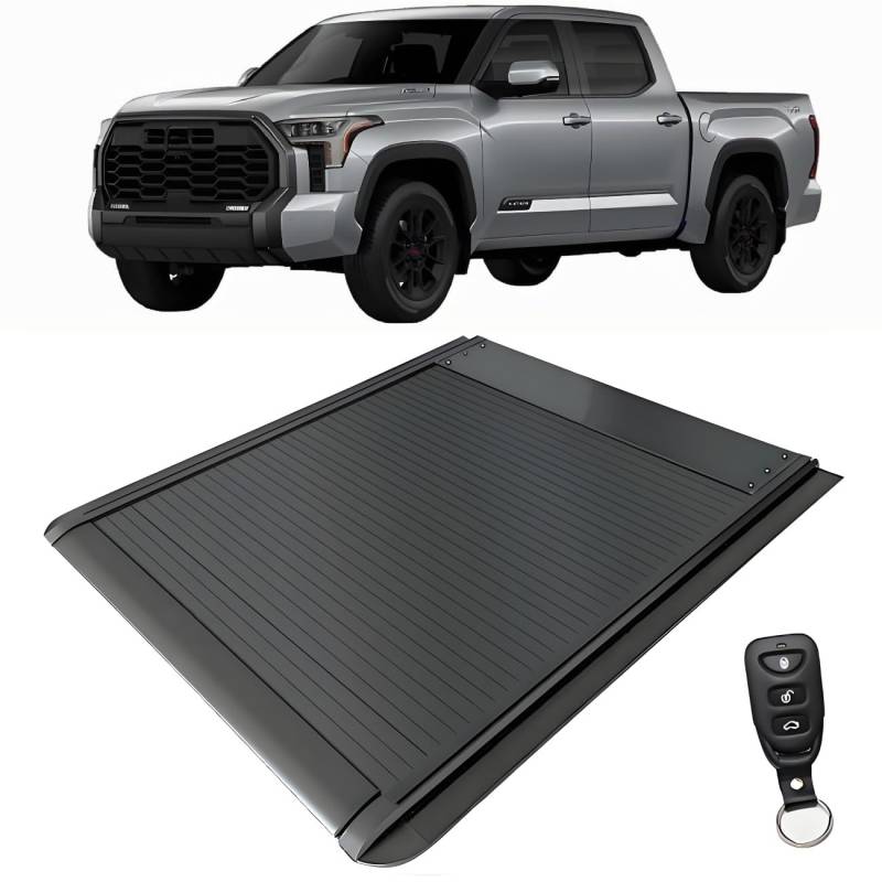 JEBNGX Einziehbare, Harte Ladeflächenabdeckung, kompatibel mit Toyota Tundra 2022 2023 2024 2025, 5,5 Fuß (66,7 Zoll), Kurze Ladeflächenabdeckung mit Schloss, Pickup-Zubehör(Electric Version) von JEBNGX