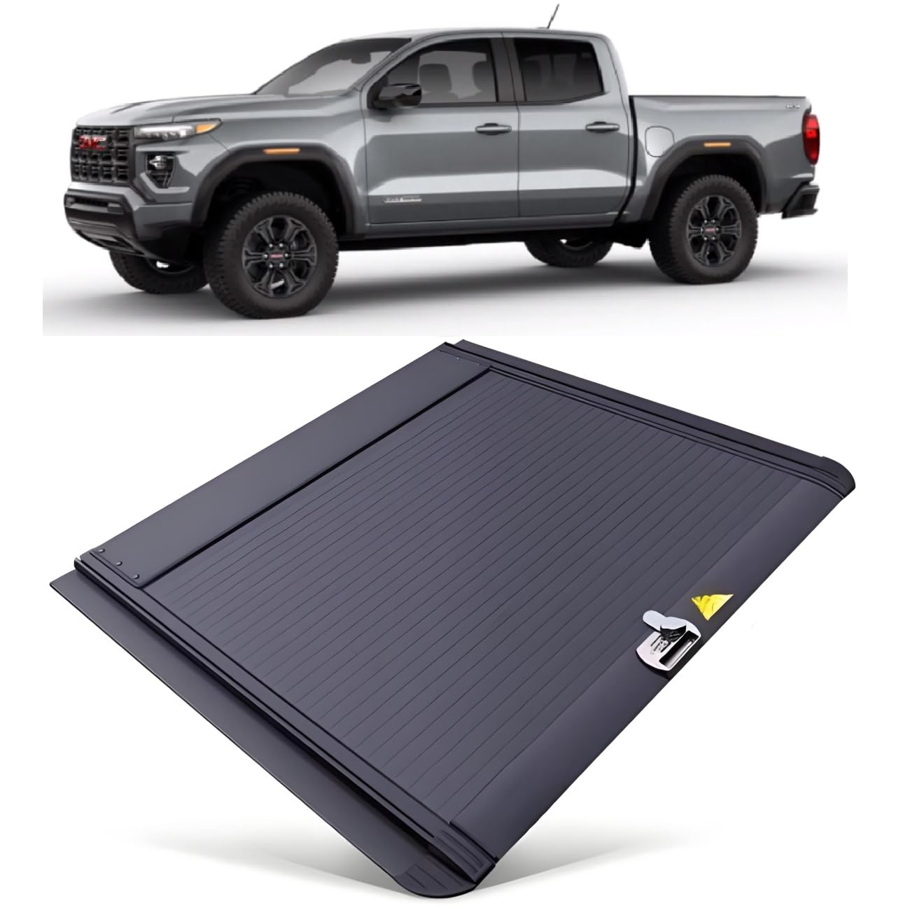 JEBNGX Einziehbare, harte Ladeflächenabdeckung, kompatibel mit Chevy Colorado, kompatibel mit GMC Canyon 2004–2014, 6,1 Fuß (72,8 Zoll) Ladeflächenabdeckung mit Schloss, Pickup-Zubehör(Combination loc von JEBNGX
