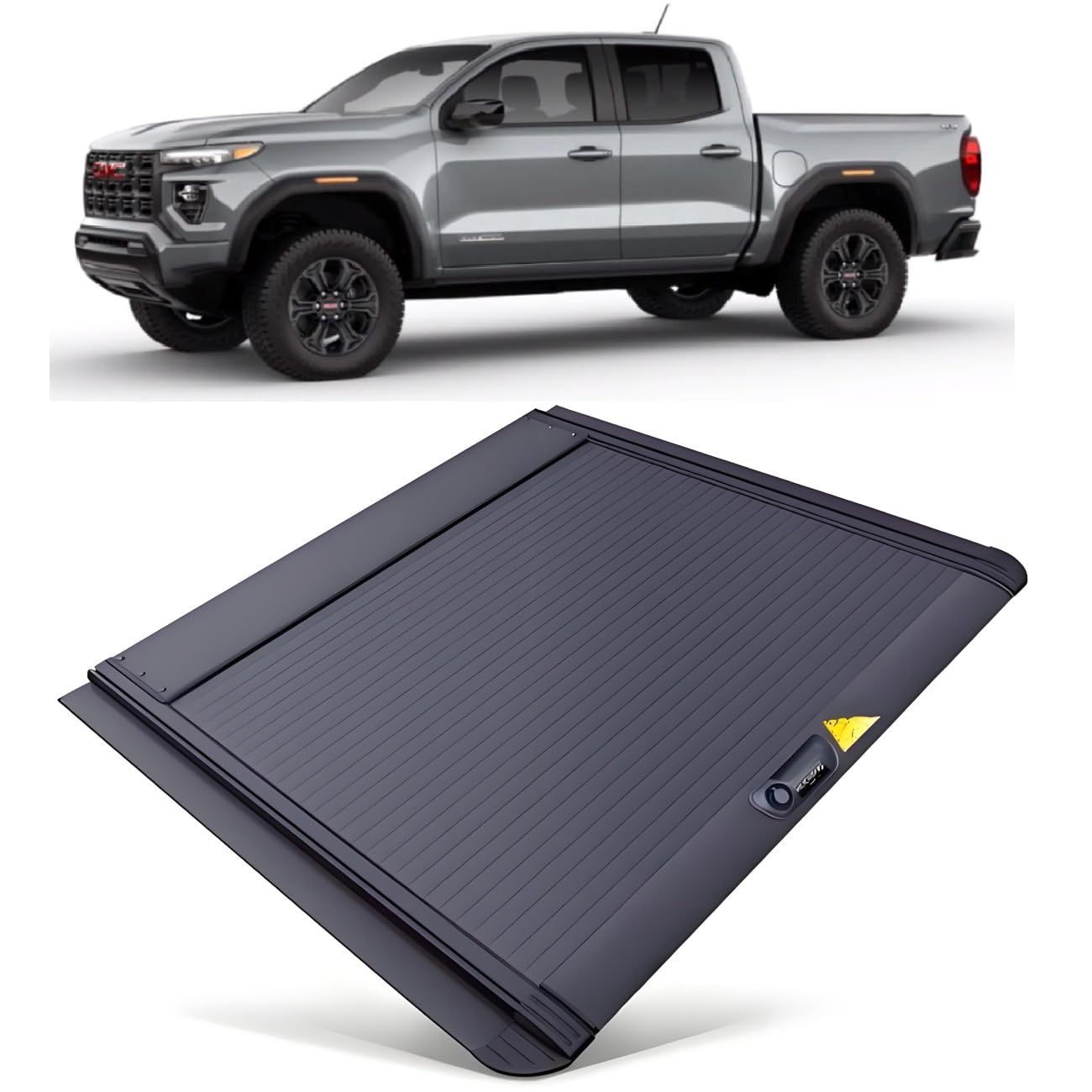 JEBNGX Einziehbare, harte Ladeflächenabdeckung, kompatibel mit Chevy Colorado, kompatibel mit GMC Canyon 2015–2022, 5,2 Fuß (62,4 Zoll), kurze Ladeflächenabdeckung mit Schloss, Pickup-Zubehör(Key lock von JEBNGX