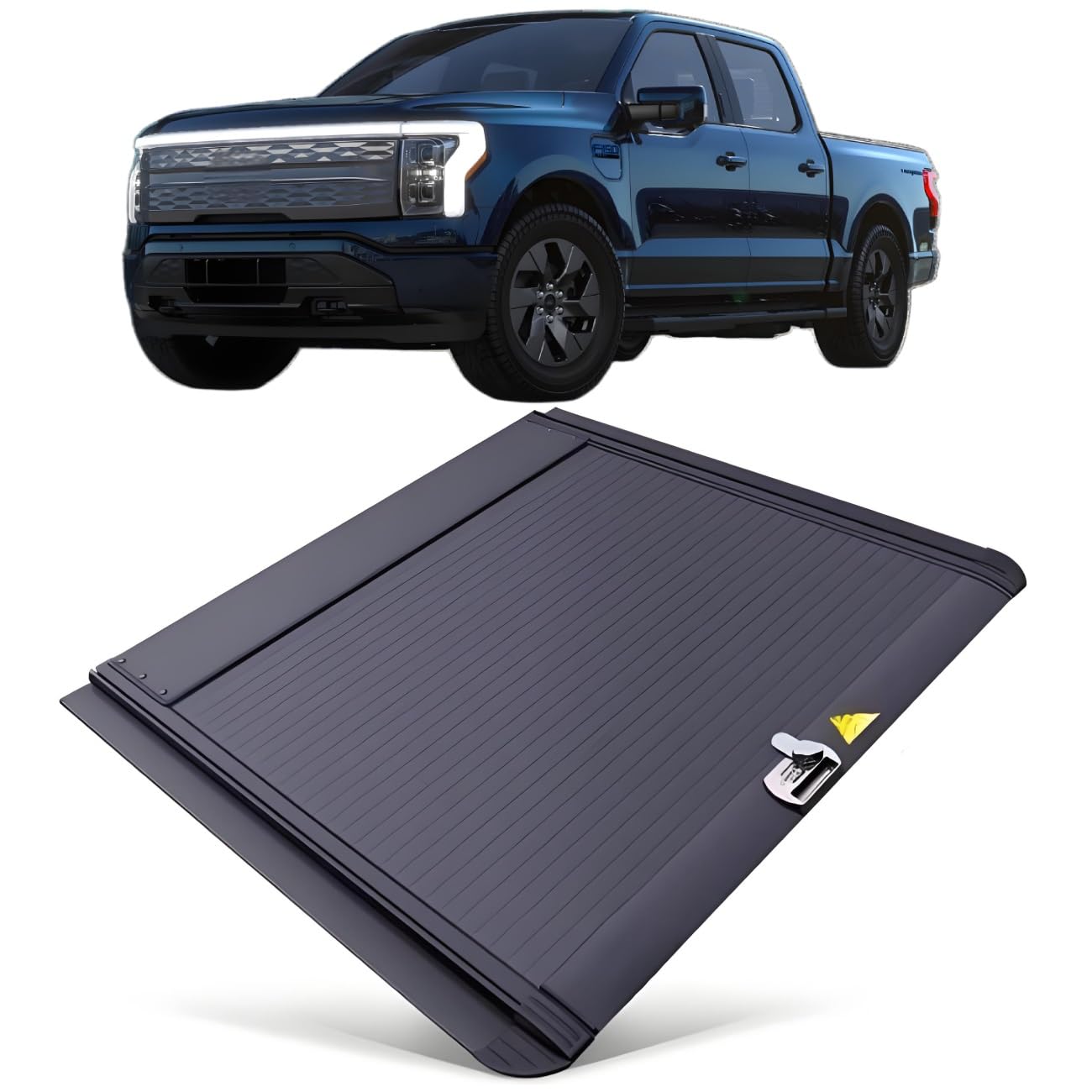 JEBNGX Einziehbare, harte Ladeflächenabdeckung, kompatibel mit Ford F-150 F150 Lightning 2022 2023 2024 2025, 5'5" (67"), kurze Ladeflächenabdeckung mit Schloss, 5,5 Fuß, Pickup-Zubehör(Combination lo von JEBNGX