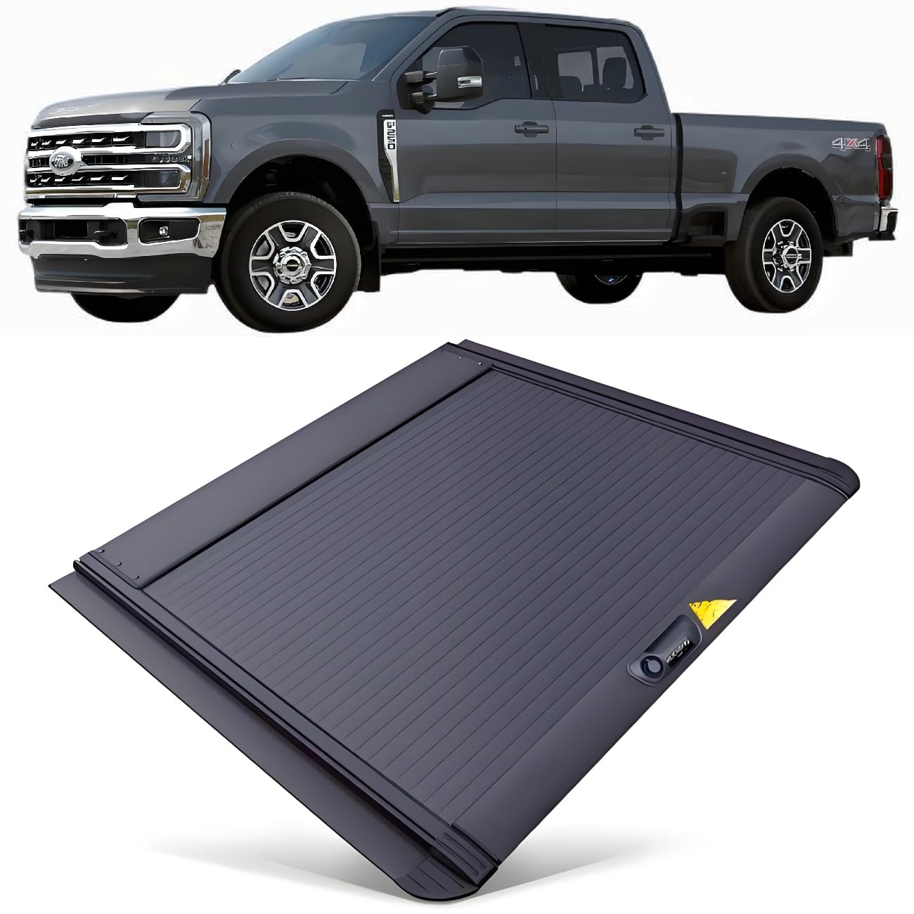 JEBNGX Einziehbare, harte Ladeflächenabdeckung, kompatibel mit Ford F-250 F-350 F-450 Super Duty 2017 2018 2019 2020 2021 2022 2023 2024 2025, 6,75' (82") Ladeflächenabdeckung mit Schloss, Pickup-Zube von JEBNGX