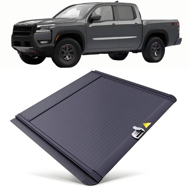 JEBNGX Einziehbare, harte Ladeflächenabdeckung, kompatibel mit Nissan Frontier 2022 2023 2024 2025, 5 Fuß (59,5 Zoll), Crew Cab Standard-Ladeflächenabdeckung mit Schloss, Pickup-Zubehör(Combination lo von JEBNGX