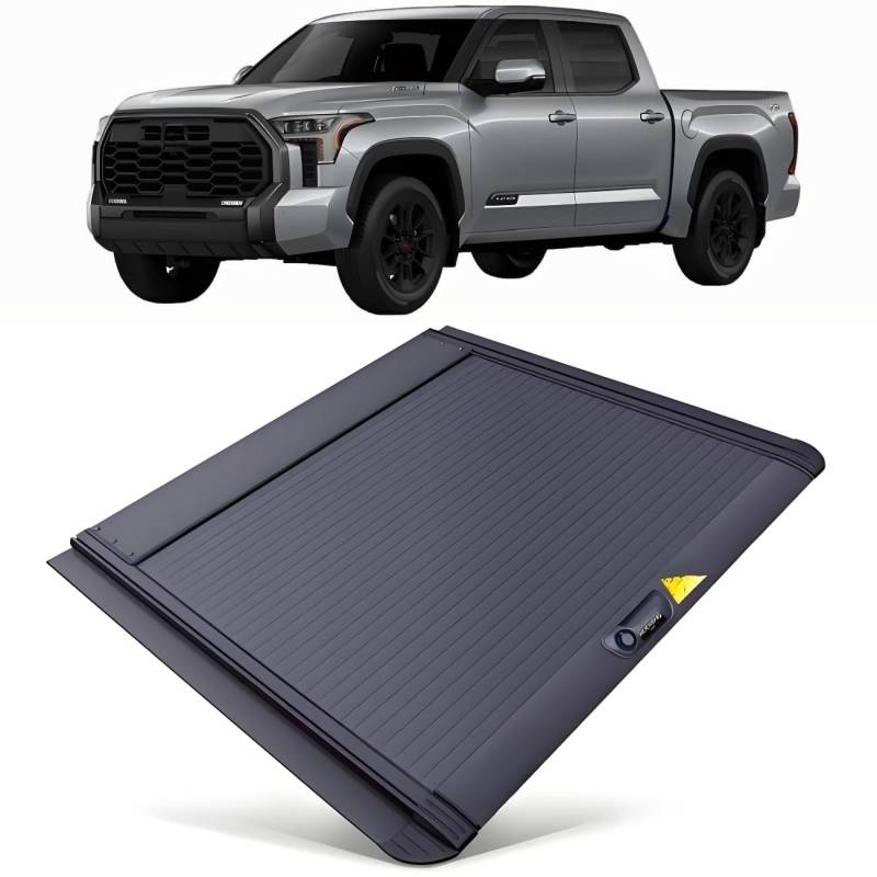 JEBNGX Einziehbare, harte Ladeflächenabdeckung, kompatibel mit Toyota Tundra 2014–2021, Ladeflächenabdeckung mit Schloss, Pickup-Zubehör, 1,67 m kurze Ladefläche/1,97 m Standardladefläche(5.5ft bed Ke von JEBNGX