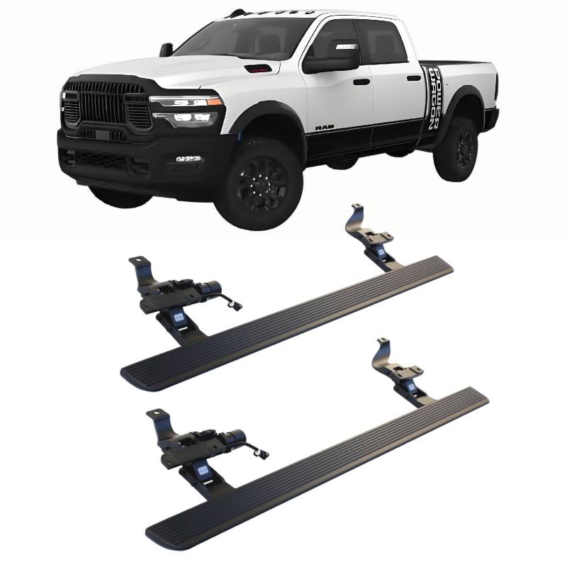 JEBNGX Elektrisch einziehbare Trittbretter, kompatibel mit Dodge Ram 2500 3500 Crew Cab 2021 2022 2023 2024 2025, automatische Seitenstufen aus Aluminium, Schienen-Nerf-Bars, Zubehör(Wift Light) von JEBNGX