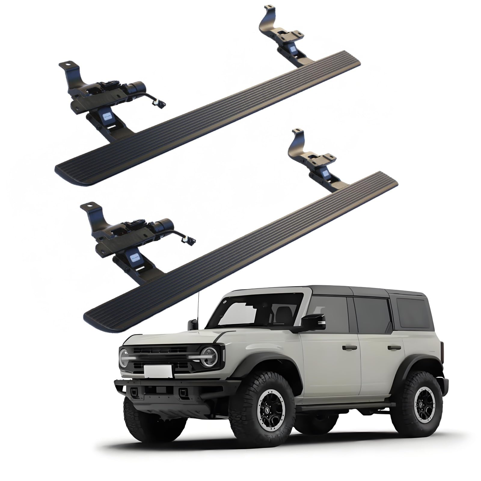 JEBNGX Elektrisch einziehbare Trittbretter, kompatibel mit Ford Bronco 2022 2023 2024 2025, 4-Türer (nicht for Bronco Sport), automatische Seitentrittstufen aus Aluminium, Schienen-Nerf-Bars, Zubehör( von JEBNGX