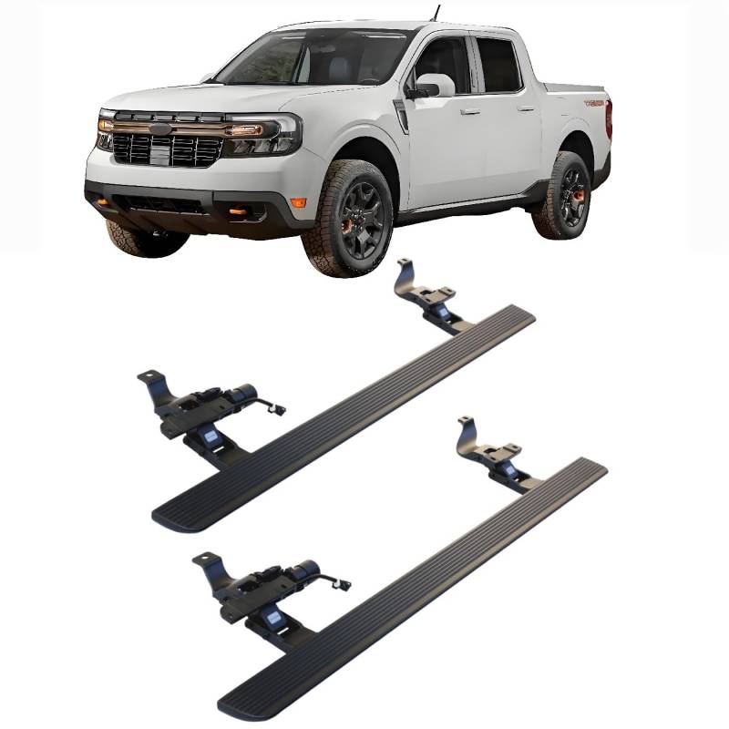 JEBNGX Elektrisch einziehbare Trittbretter, kompatibel mit Ford Maverick Crew Cab 2023 2024 2025, automatische Seitenstufen aus Aluminium, Schienen-Nerf-Bars, Zubehör(Without Light) von JEBNGX