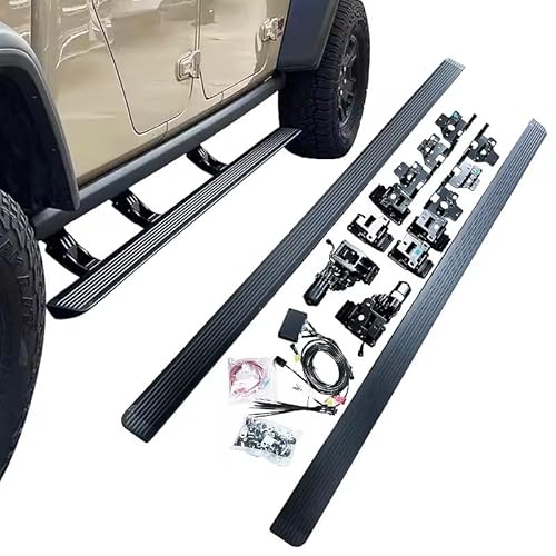 JEBNGX Elektrisch einziehbare Trittbretter, kompatibel mit Jeep Gladiator JT 4-Türer 2020 2021 2022 2023 2024 2025, automatische Seitenstufen aus Aluminium, Schienen-Nerf-Bars, Zubehör(Without Light) JEBNGX Elektrisch einziehbare Trittbretter, kompatibel mit Jeep Gladiator JT 4-Türer 2020 2021 2022 2023 2024 2025, automatische Seitenstufen aus Aluminium, Schienen-Nerf-Bars, Zubehör(Without Light) von JEBNGX