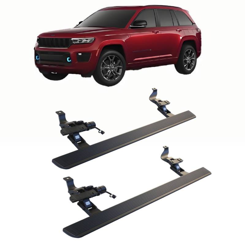 JEBNGX Elektrisch einziehbare Trittbretter, kompatibel mit Jeep Grand Cherokee L 3-reihig 2022 2023 2024 2025, automatische Seitenstufen aus Aluminium, Schienen-Nerf-Bars, Zubehör(Wift Light) von JEBNGX