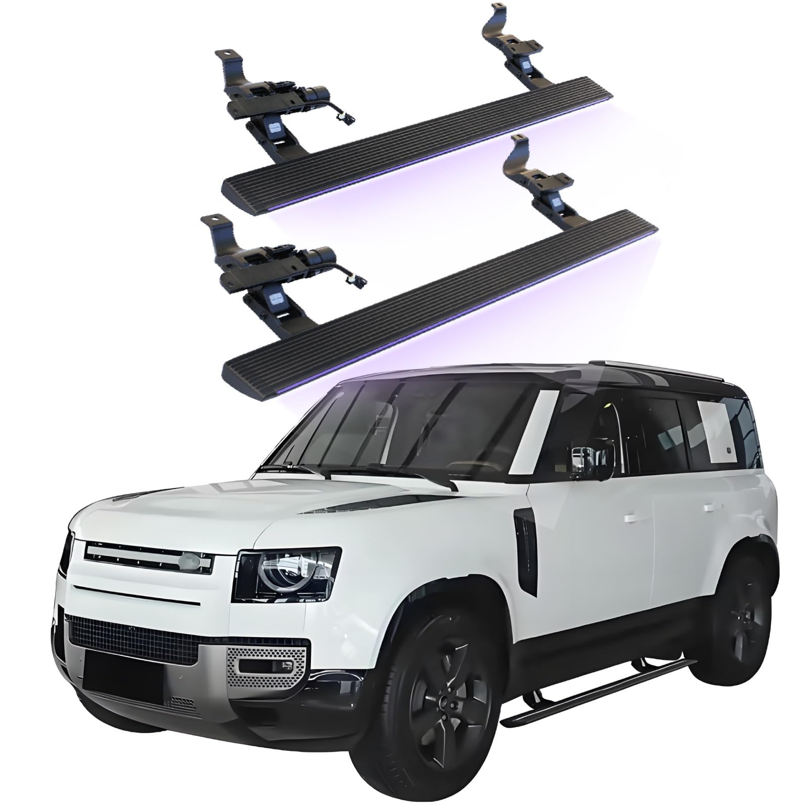 JEBNGX Elektrisch einziehbare Trittbretter, kompatibel mit Land Rover Defender 110 130 4-Türer 2020 2021 2022 2023 2024 2025, automatische Seitenstufen aus Aluminium, Schienen-Nerf-Bars, Zubehör(Wift JEBNGX Elektrisch einziehbare Trittbretter, kompatibel mit Land Rover Defender 110 130 4-Türer 2020 2021 2022 2023 2024 2025, automatische Seitenstufen aus Aluminium, Schienen-Nerf-Bars, Zubehör(Wift von JEBNGX