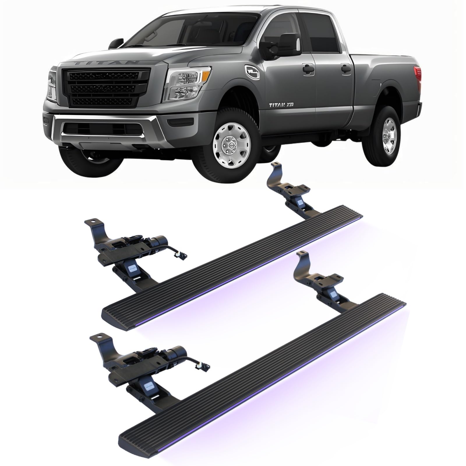 JEBNGX Elektrisch einziehbare Trittbretter, kompatibel mit Nissan Titan Crew Cab, Titan XD Crew Cab 2021 2022 2023 2024 2025. Automatische Seitentrittbretter aus Aluminium, Zubehör for Nerf Bars(Wift JEBNGX Elektrisch einziehbare Trittbretter, kompatibel mit Nissan Titan Crew Cab, Titan XD Crew Cab 2021 2022 2023 2024 2025. Automatische Seitentrittbretter aus Aluminium, Zubehör for Nerf Bars(Wift von JEBNGX