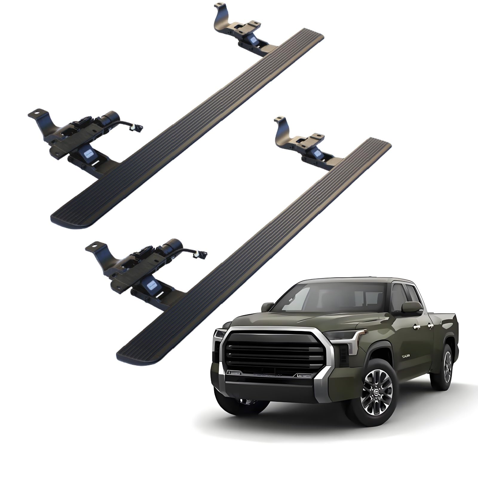 JEBNGX Elektrisch einziehbare Trittbretter, kompatibel mit Toyota Tundra Double Cab 2022 2023 2024 2025, automatische Seitenstufen aus Aluminium, Schienen-Nerf-Bars, Zubehör(Without Light) von JEBNGX