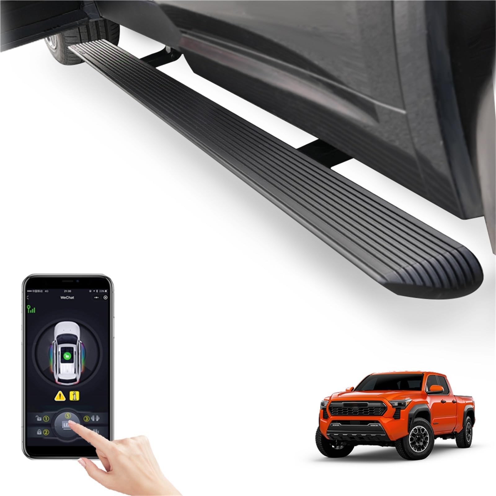 JEBNGX Elektrische, automatisch einziehbare Trittbretter, kompatibel mit Toyota Tacoma Xtra Cab Access Cab 2024 2025, Aluminium-Seitenstufen, Schienen-Nerf-Bars, Zubehör(Without Light) von JEBNGX