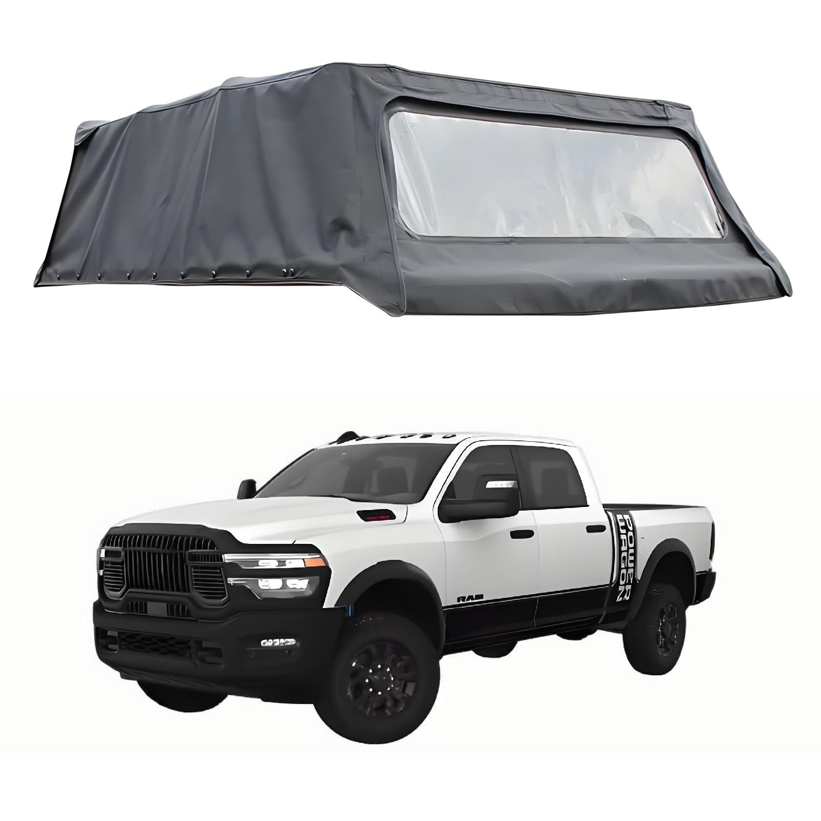 JEBNGX Ladeflächenabdeckung, weicher Topper, kompatibel mit Dodge RAM 2500 2003–2025, Faltbare Wohnmobilschale, Truck-Top-Zubehör, 1,72 m kurzes Bett/1,93 m Standardbett(5.7FT Box) von JEBNGX