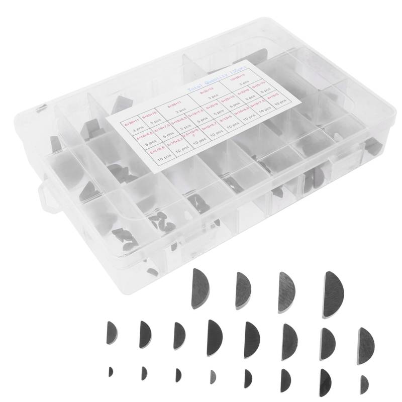 JECOMPRIS 1 Box Crescent Key Set Halbmond Keyway Sortiment Form Halbkreis Bond Key Hardware Keyway Key Metric Halbkreis Key Carbon Steel Silver von JECOMPRIS