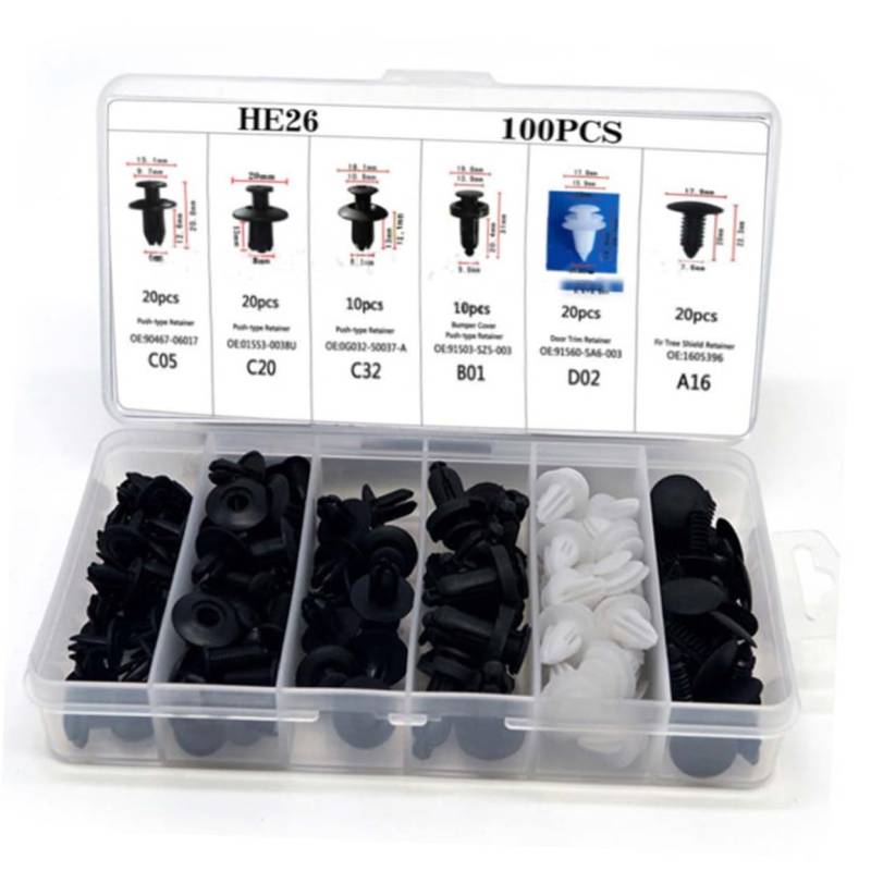 JECOMPRIS 100 Stücke Auto Snap Set Autos Automotive Push In Befestigungen Auto Push Pins von JECOMPRIS