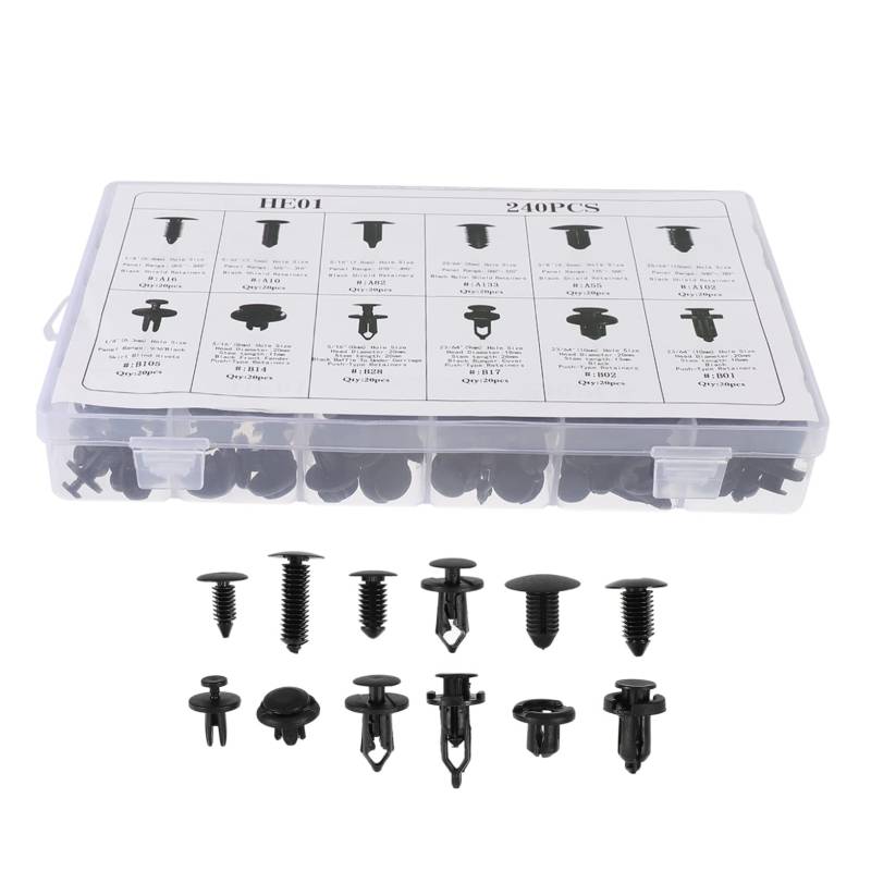 JECOMPRIS 240 Stück Auto Reparieren Schnalle Clips Automobil Stoßfängerclips Autoclips Automatischer Schnallenclip Auto Tür Schnalle Plastik Black von JECOMPRIS
