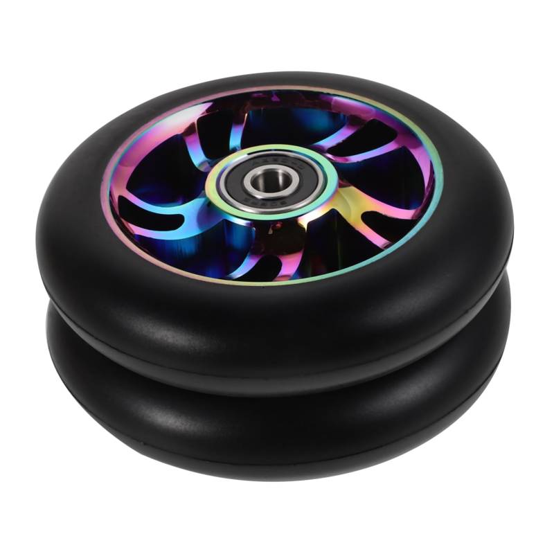 JECOMPRIS 2pcs Kick Scooter Wheel Hub Leuchte Heck-kick-roller-räder Light-up Wheel Ersatz Aluminium Leichtmetallräder Outdoor Sport von JECOMPRIS