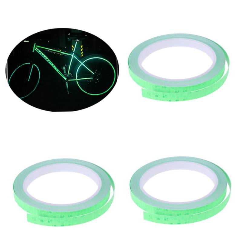 JECOMPRIS 5 Stück Im Dunkeln Leuchtende Autoaufkleber Warnung Fahrräder Streifen Rad Nacht Reflektoren Reflektierend Reflektorband Green von JECOMPRIS