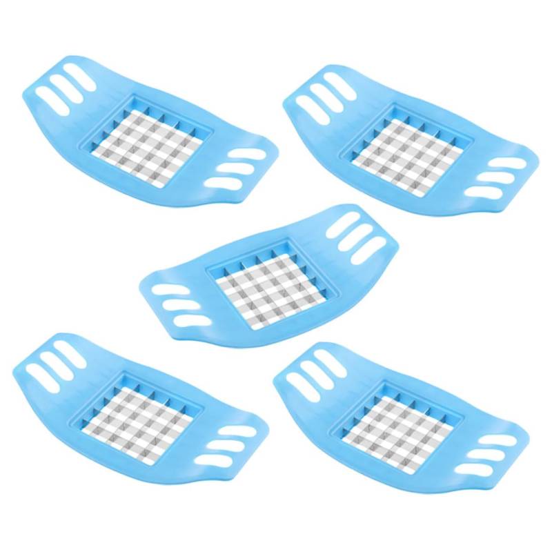 JECOMPRIS 5 Stück Kartoffelschneider Obst-gemüse-zerkleinerer Chopper-Werkzeug Karottenschneider Kartoffelwürfelr Handpressschneider Pommes-Frites-Werkzeug Würfelhacker Blue 430er Edelstahl von JECOMPRIS