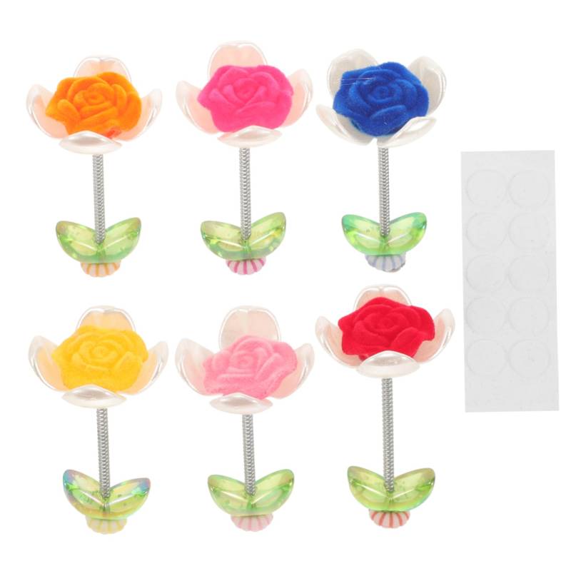 JECOMPRIS 6 Stück Autodekoration Federsockel plastikblumen kunststoffblume autoschmuck Ornament Auto-Armaturenbrett-Schaukel Auto-Dashcam Blumenfiguren bezauberndes Blumendekor Beflockung von JECOMPRIS