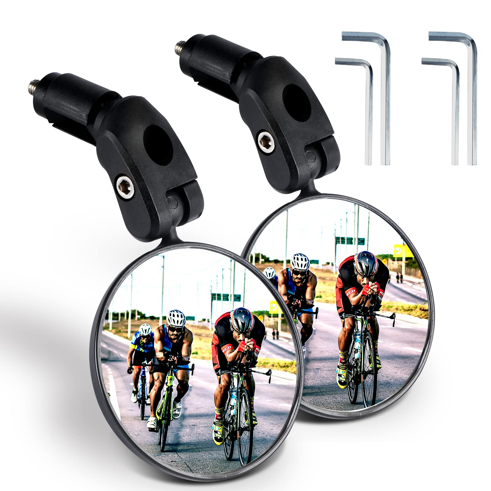 2 Stück Fahrradspiegel Rückspiegel,HD 360° Drehbar & Klappbar Fahrrad Rückspiegel für Lenker 17.4-22 mm,Fahrrad Spiegel für Rennräder,Mountainbik,E-Bike (Schwarz) von JEEZAO