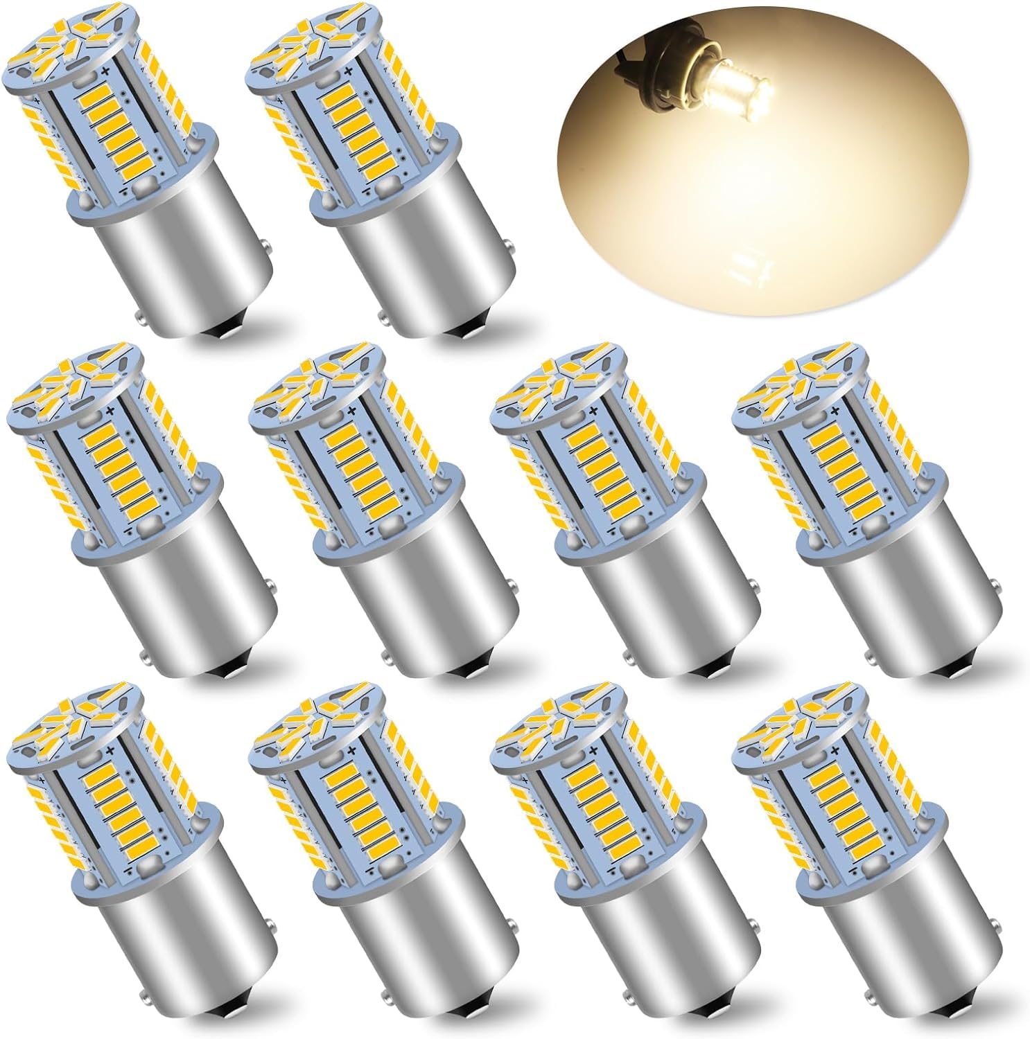 JEFLYM 10 Stück 1156 Glühbirne 12V kleine,Warmes Weiß Licht 3000K,2.2 Watt Glühbirne JEFLYM 10 Stück 1156 Glühbirne 12V kleine,Warmes Weiß Licht 3000K,2.2 Watt Glühbirne von JEFLYM