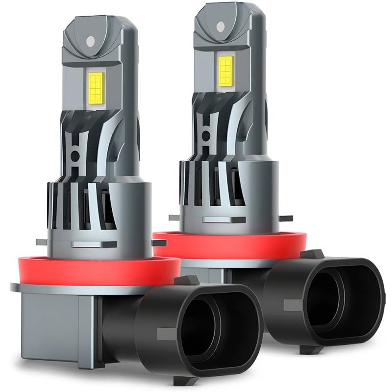 JEFLYM 2 Stück H11 Halogenlampe 350% Helligkeit, 6000K Weiß Glühbirne mit 11000LM,8-48V DC Abblendlicht lampe H11 Halogenscheinwerferlampe von JEFLYM