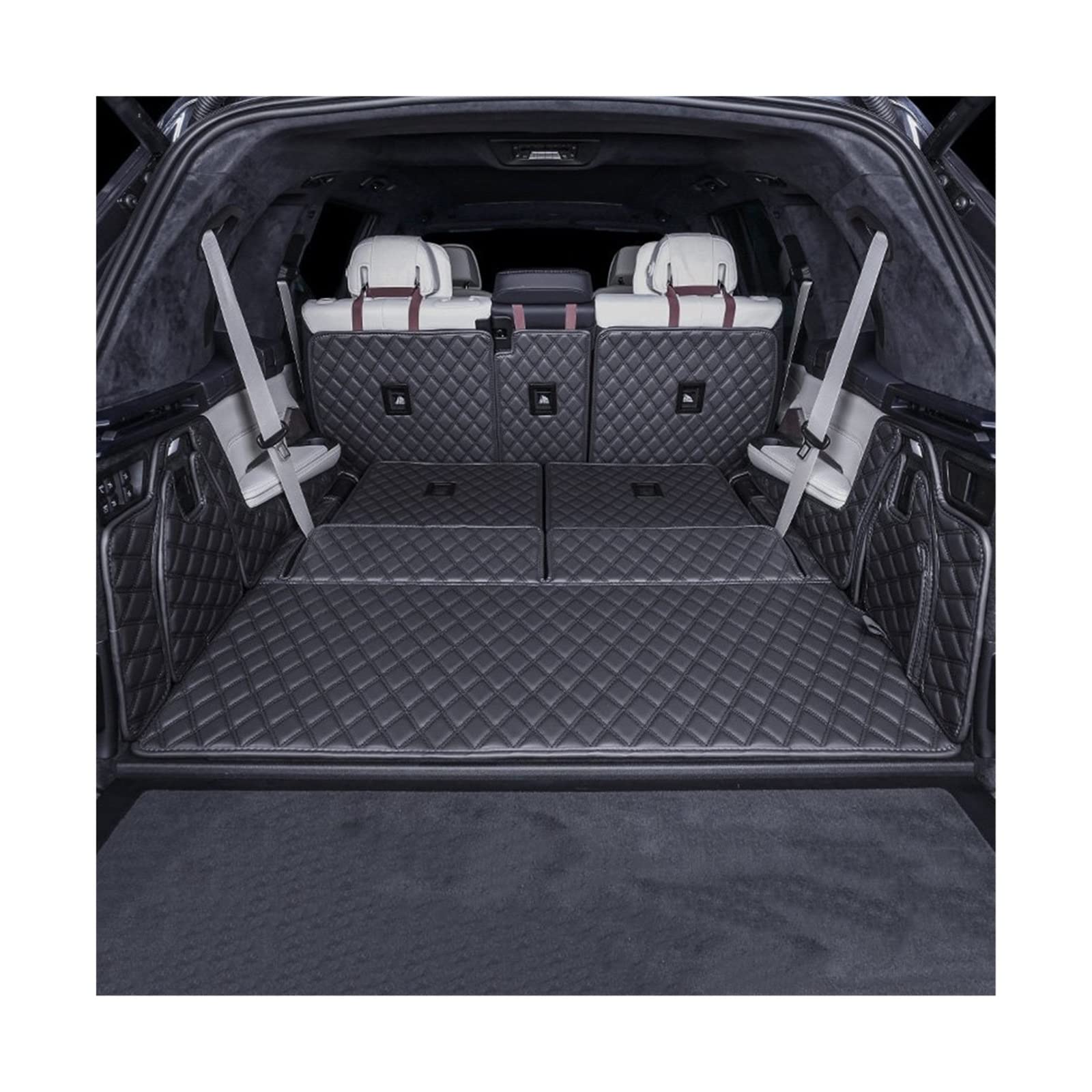 Auto Kofferraummatte Für A-UDI Q7 2016-2022 7-Sitzer Kofferraummatten Kofferraummatten Auto Leder Accesorios Liner Zubehör Styling (Color : 4) von JEIOC