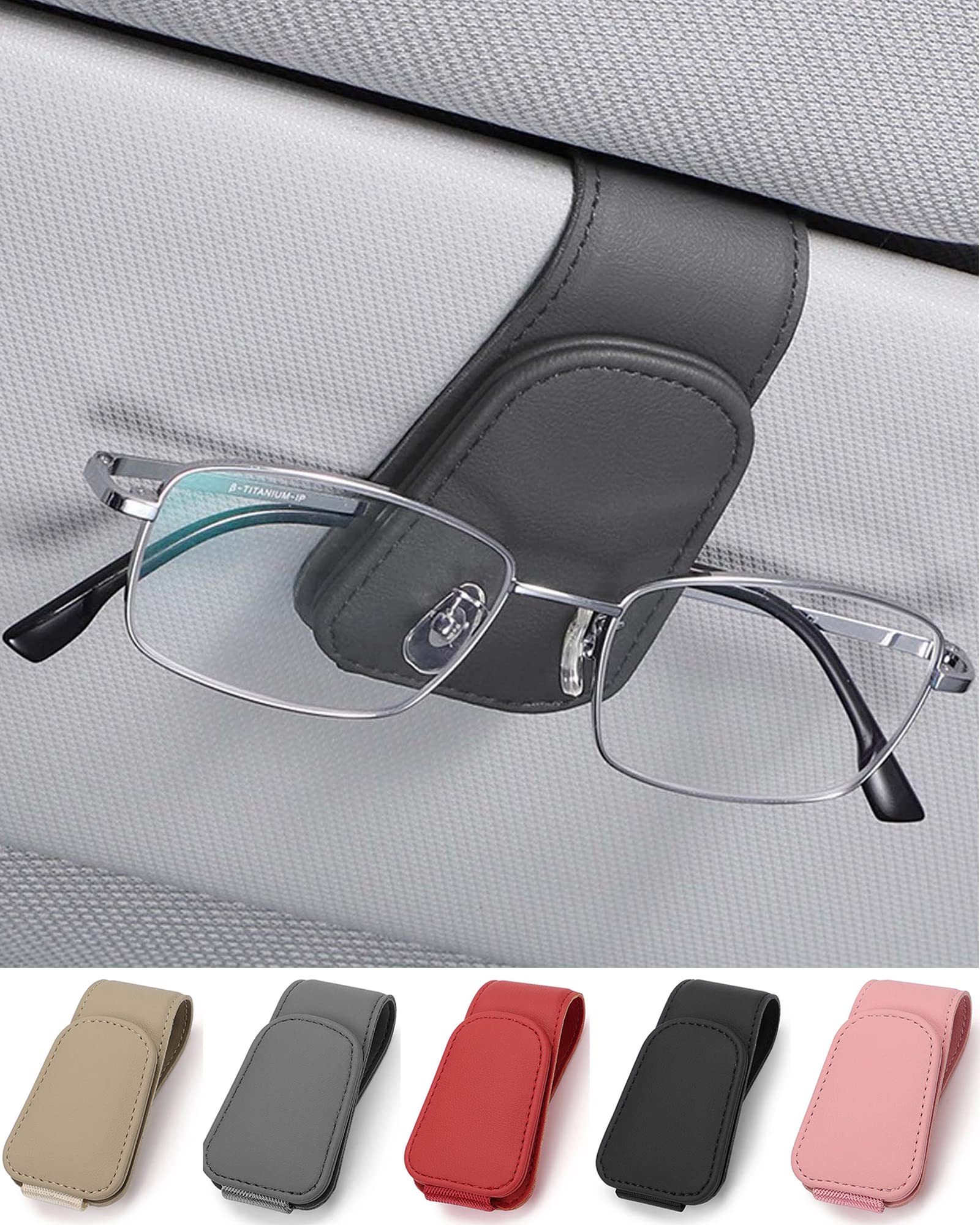 JEJA Brillenhalter für Auto Sonnenblende, Leder Sonnenbrillen Halterung für Auto Visier Zubehör, Ticket-Kartenclip, Grau JEJA Brillenhalter für Auto Sonnenblende, Leder Sonnenbrillen Halterung für Auto Visier Zubehör, Ticket-Kartenclip, Grau von JEJA