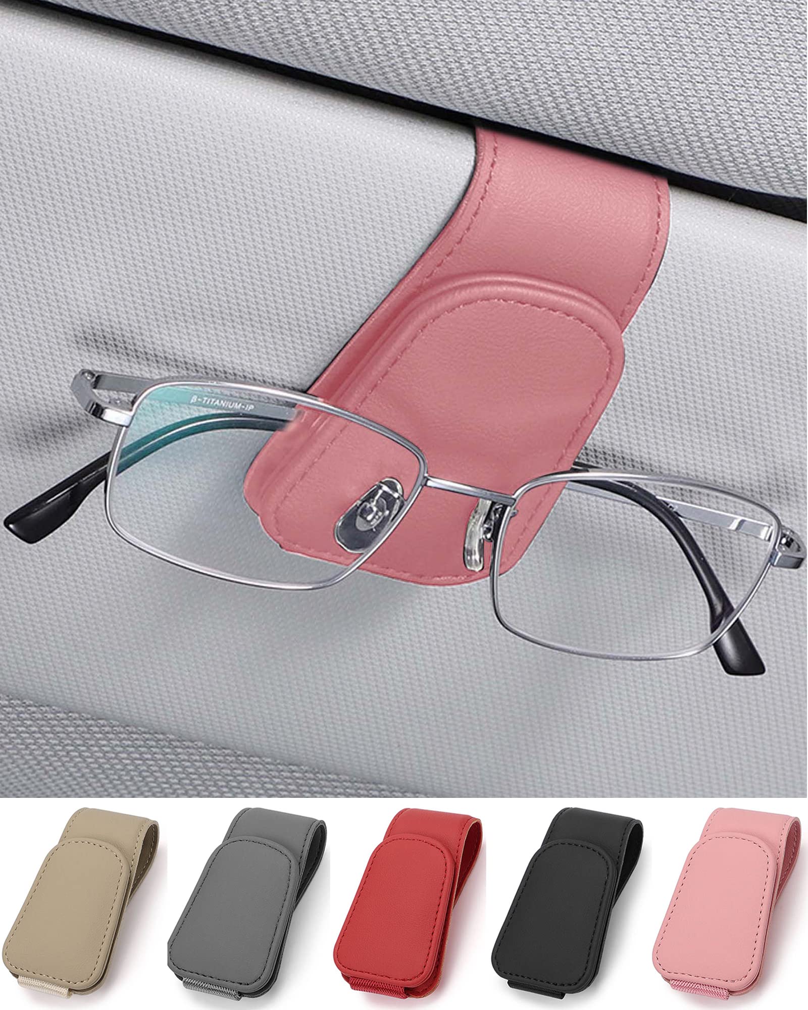 JEJA Brillenhalter für Auto Sonnenblende, Leder Sonnenbrillen Halterung für Auto Visier Zubehör, Ticket-Kartenclip, Rosa JEJA Brillenhalter für Auto Sonnenblende, Leder Sonnenbrillen Halterung für Auto Visier Zubehör, Ticket-Kartenclip, Rosa von JEJA