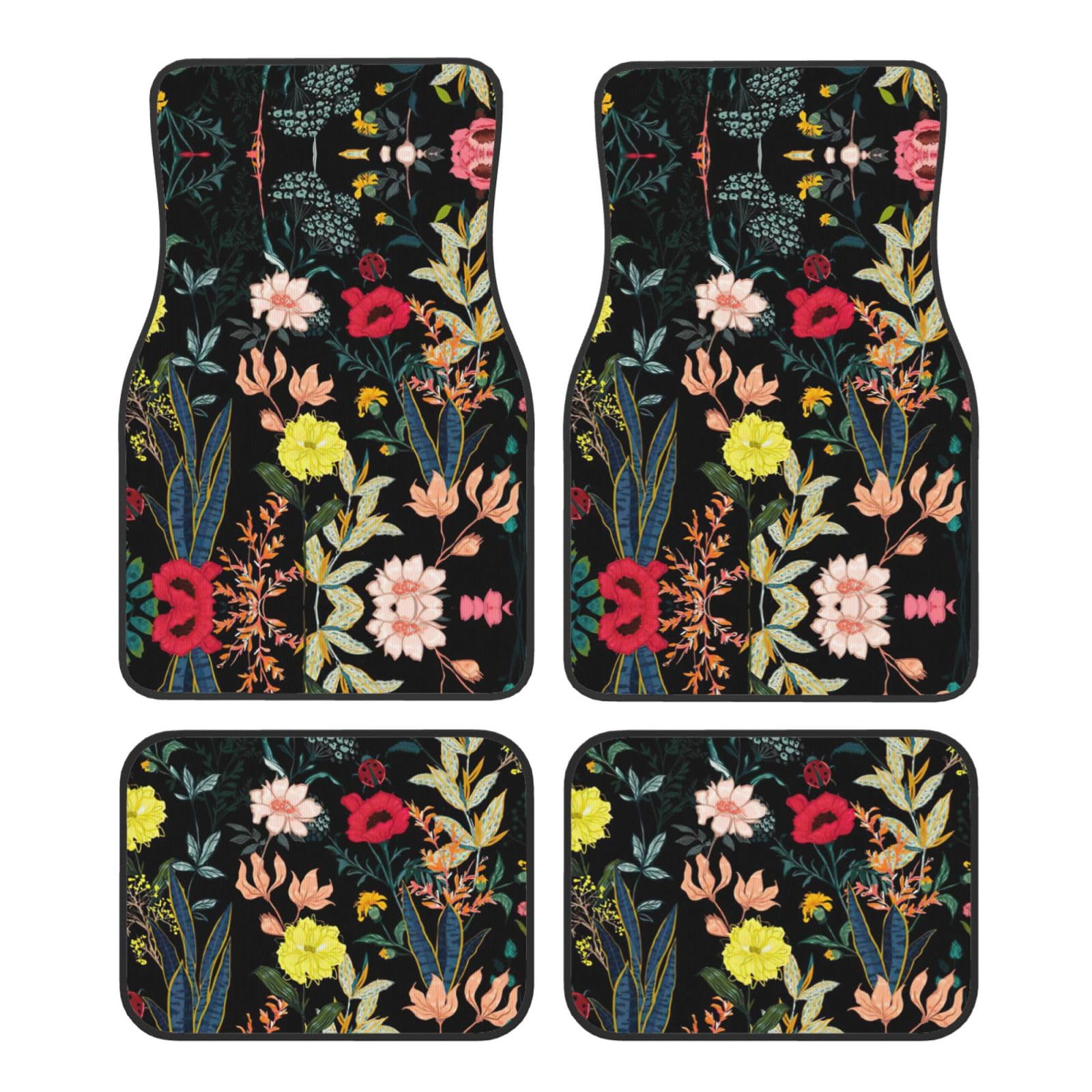 Auto-Teppichmatten-Set mit buntem Boho-Blumendruck, Premium-Qualität, Teppich-Fußmatten für Autos, Autozubehör Auto-Teppichmatten-Set mit buntem Boho-Blumendruck, Premium-Qualität, Teppich-Fußmatten für Autos, Autozubehör von JEJEA