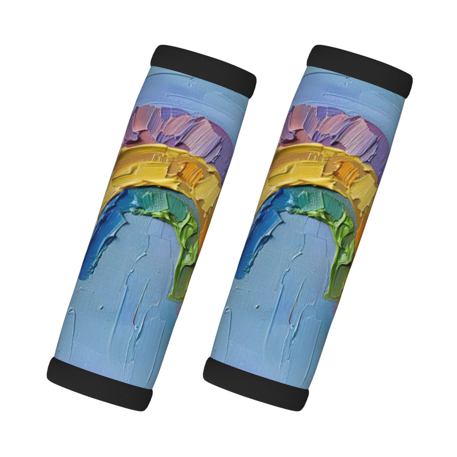 Gepäckgriff-Wickel mit kleinem Regenbogen-Druck, 2 Stück, Gepäckkennzeichnungen, Markierungen für Gepäck, Koffer Gepäckgriff-Wickel mit kleinem Regenbogen-Druck, 2 Stück, Gepäckkennzeichnungen, Markierungen für Gepäck, Koffer von JEJEA