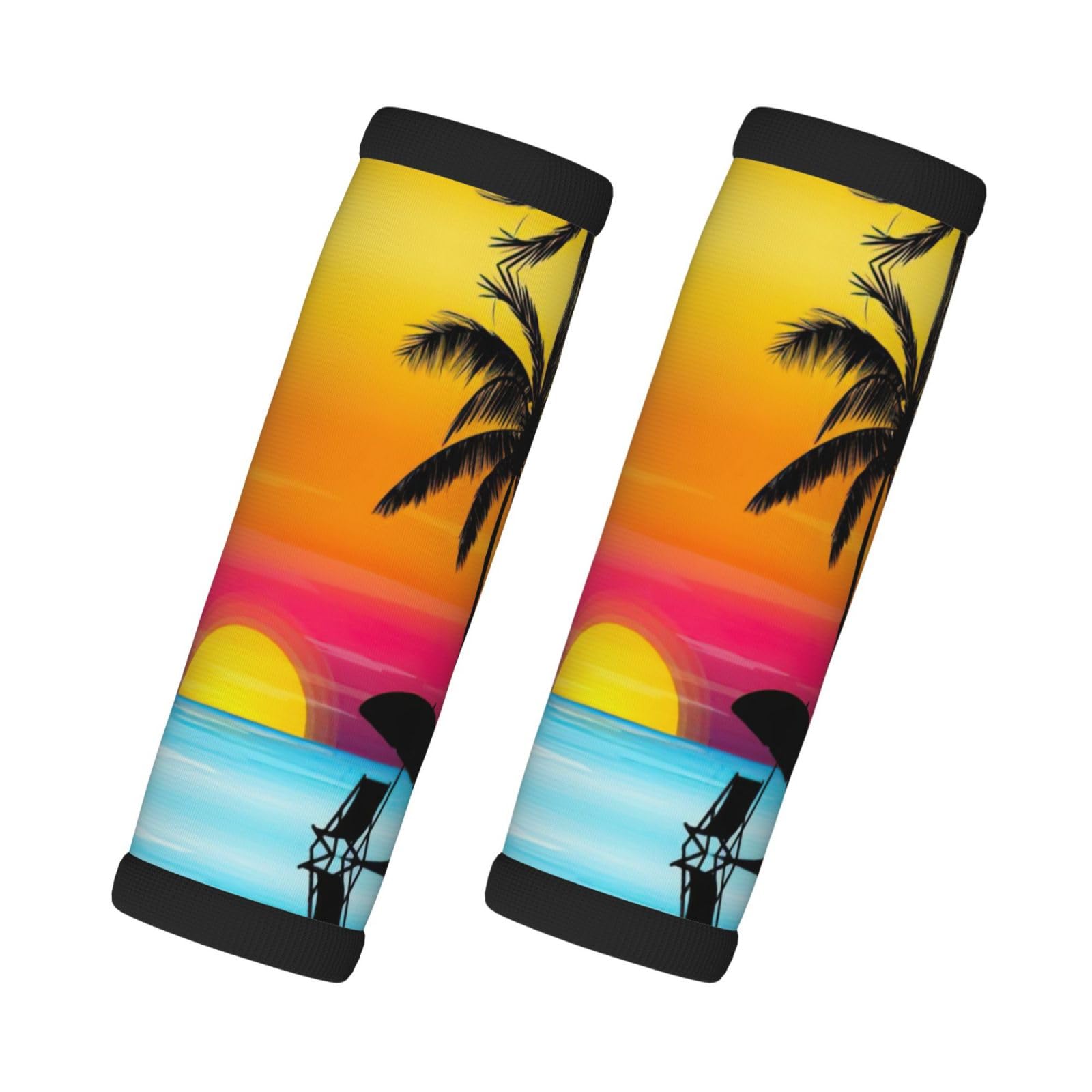 Gepäckgriffwickel, Sonnenuntergangspalmen-Druck, 2 Stück, Gepäckkennzeichnungen, Markierungen für Gepäck, Koffer Gepäckgriffwickel, Sonnenuntergangspalmen-Druck, 2 Stück, Gepäckkennzeichnungen, Markierungen für Gepäck, Koffer von JEJEA