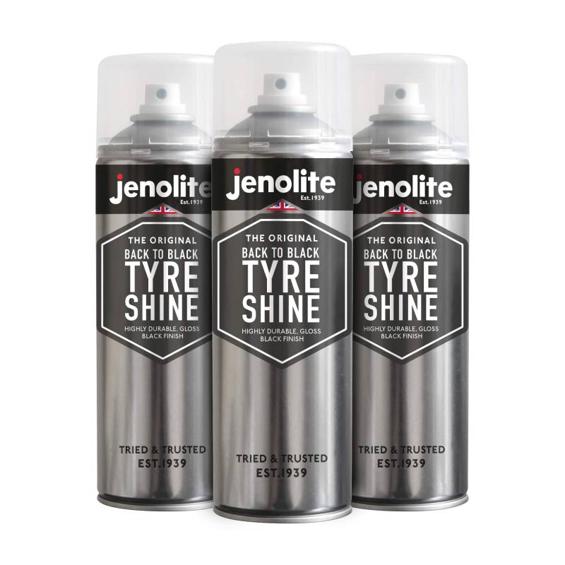 JENOLITE Zurück zu Schwarz Reifenglanzspray | Stellt Reifen Wieder her und schützt sie | Sofortiges Reifendressing | Langanhaltender Wet-Look-Glanz | 3 x 500 ml von JENOLITE