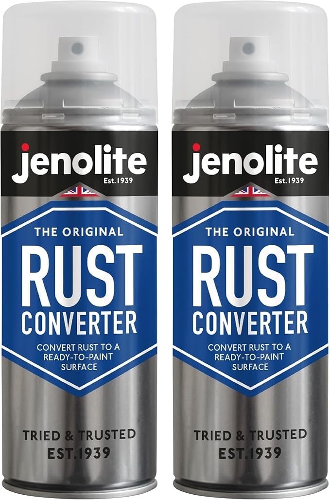 JENOLITE Rostumwandler Spray | 2 x 400ml | Hochwirksames Rostumwandler Auto | Epoxy Rostumwandler mit Grundierung | Ideal für Auto Wartung und Restaurierung von JENOLITE