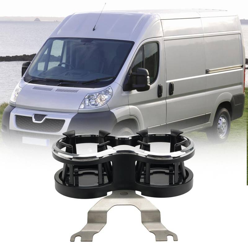 JESTOP Doppelter Becher Getränkehalter Wohnmobil für Citroen Relay FIAT Ducato 07-24, Autoablage Trinkflaschenhalter und neues Eisenblech von JESTOP